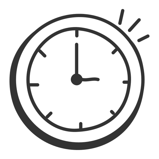 Learn Idiomas France - icône de l'horloge, disponibilité maximale.
